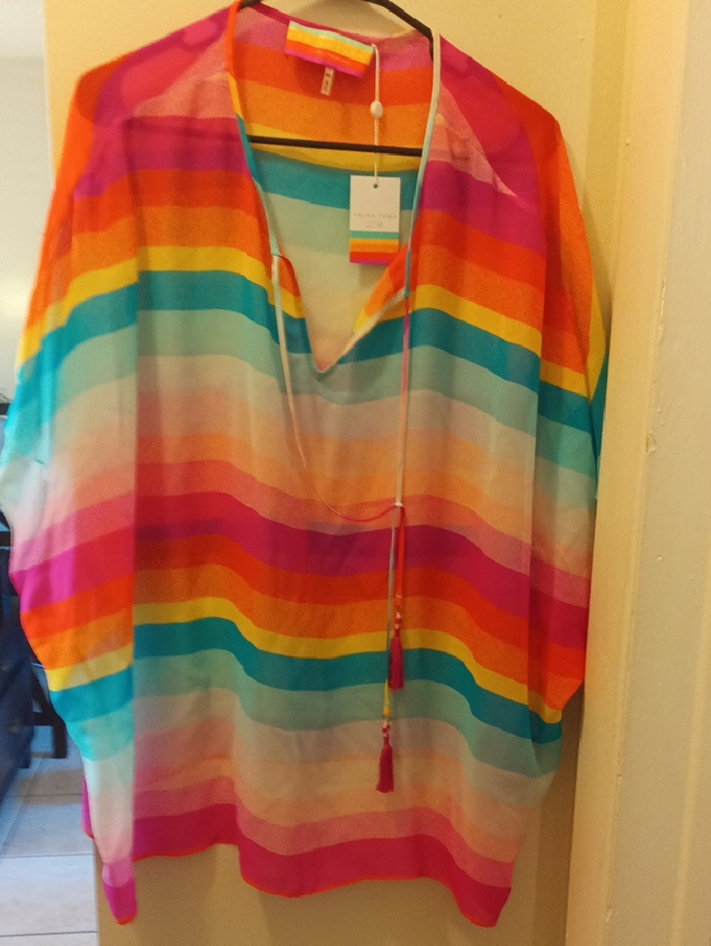 Trina Turk Multi-Color Striped Tunic Top